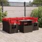 Preview: ARDEBO.de - 7-tlg. Garten-Sofagarnitur mit Kissen Grau Poly Rattan Akazie