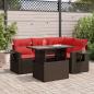 Preview: ARDEBO.de - 5-tlg. Garten-Sofagarnitur mit Kissen Grau Poly Rattan Akazie
