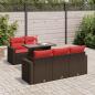 Preview: ARDEBO.de - 6-tlg. Garten-Sofagarnitur mit Kissen Braun Poly Rattan Akazie