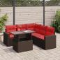 Preview: ARDEBO.de - 6-tlg. Garten-Sofagarnitur mit Kissen Braun Poly Rattan Akazie