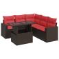 Preview: 6-tlg. Garten-Sofagarnitur mit Kissen Braun Poly Rattan Akazie