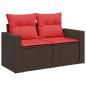 Preview: 6-tlg. Garten-Sofagarnitur mit Kissen Braun Poly Rattan Akazie
