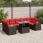 Preview: ARDEBO.de - 8-tlg. Garten-Sofagarnitur mit Kissen Braun Poly Rattan Akazie