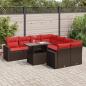 Preview: ARDEBO.de - 9-tlg. Garten-Sofagarnitur mit Kissen Braun Poly Rattan Akazie