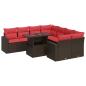 Preview: 9-tlg. Garten-Sofagarnitur mit Kissen Braun Poly Rattan Akazie