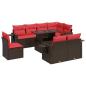 Preview: 9-tlg. Garten-Sofagarnitur mit Kissen Braun Poly Rattan Akazie