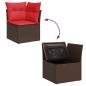 Preview: 9-tlg. Garten-Sofagarnitur mit Kissen Braun Poly Rattan Akazie