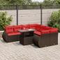 Preview: ARDEBO.de - 9-tlg. Garten-Sofagarnitur mit Kissen Braun Poly Rattan Akazie