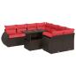 Preview: 9-tlg. Garten-Sofagarnitur mit Kissen Braun Poly Rattan Akazie