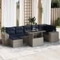 Preview: ARDEBO.de - 8-tlg. Garten-Sofagarnitur mit Kissen Grau Poly Rattan Akazie