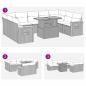 Preview: 10-tlg. Garten-Sofagarnitur mit Kissen Grau Poly Rattan Akazie
