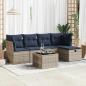 Preview: ARDEBO.de - 6-tlg. Garten-Sofagarnitur mit Kissen Grau Poly Rattan