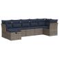 Preview: 7-tlg. Garten-Sofagarnitur mit Kissen Grau Poly Rattan