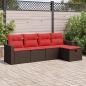 Preview: ARDEBO.de - 5-tlg. Garten-Sofagarnitur mit Kissen Braun Poly Rattan