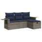 Preview: 4-tlg. Garten-Sofagarnitur mit Kissen Grau Poly Rattan