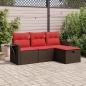 Preview: ARDEBO.de - 4-tlg. Garten-Sofagarnitur mit Kissen Braun Poly Rattan