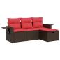 Preview: 4-tlg. Garten-Sofagarnitur mit Kissen Braun Poly Rattan