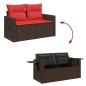 Preview: 4-tlg. Garten-Sofagarnitur mit Kissen Braun Poly Rattan