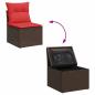 Preview: 4-tlg. Garten-Sofagarnitur mit Kissen Braun Poly Rattan