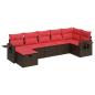 Preview: 7-tlg. Garten-Sofagarnitur mit Kissen Braun Poly Rattan