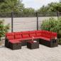 Preview: ARDEBO.de - 9-tlg. Garten-Sofagarnitur mit Kissen Braun Poly Rattan