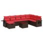 Preview: 9-tlg. Garten-Sofagarnitur mit Kissen Braun Poly Rattan
