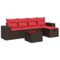 Preview: 6-tlg. Garten-Sofagarnitur mit Kissen Braun Poly Rattan