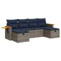 Preview: 6-tlg. Garten-Sofagarnitur mit Kissen Grau Poly Rattan