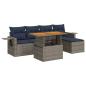 Preview: 6-tlg. Garten-Sofagarnitur mit Kissen Grau Poly Rattan