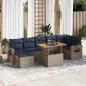 Preview: ARDEBO.de - 8-tlg. Garten-Sofagarnitur mit Kissen Grau Poly Rattan