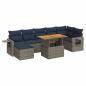Preview: 8-tlg. Garten-Sofagarnitur mit Kissen Grau Poly Rattan