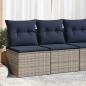 Preview: ARDEBO.de - 2-tlg. Garten-Sofagarnitur mit Kissen Grau Poly Rattan Akazie
