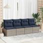 Preview: 2-tlg. Garten-Sofagarnitur mit Kissen Grau Poly Rattan Akazie