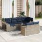 Preview: ARDEBO.de - 11-tlg. Garten-Sofagarnitur mit Kissen Grau Poly Rattan
