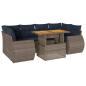 Preview: 7-tlg. Garten-Sofagarnitur mit Kissen Grau Poly Rattan