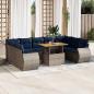 Preview: ARDEBO.de - 10-tlg. Garten-Sofagarnitur mit Kissen Grau Poly Rattan