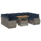 Preview: 10-tlg. Garten-Sofagarnitur mit Kissen Grau Poly Rattan