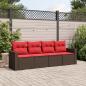 Preview: ARDEBO.de - 4-tlg. Garten-Sofagarnitur mit Kissen Braun Poly Rattan