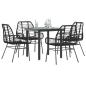 Preview: ARDEBO.de - 5-teiliges Garten-Esszimmerset aus schwarzem Polyrattanglas