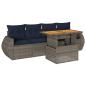 Preview: ARDEBO.de - 5-tlg. Garten-Sofagarnitur mit Kissen Grau Poly Rattan