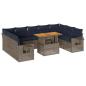 Preview: 10-tlg. Garten-Sofagarnitur mit Kissen Grau Poly Rattan