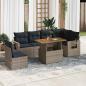 Preview: ARDEBO.de - 7-tlg. Garten-Sofagarnitur mit Kissen Grau Poly Rattan