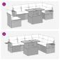 Preview: 7-tlg. Garten-Sofagarnitur mit Kissen Grau Poly Rattan