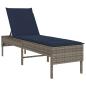 Preview: Sonnenliege mit Auflage Grau 55x200x44 cm Poly Rattan