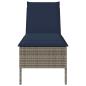 Preview: Sonnenliege mit Auflage Grau 55x200x44 cm Poly Rattan