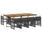 Preview: 9-tlg. Garten-Essgruppe mit Kissen Schwarz Poly Rattan