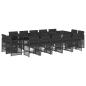 Preview: 15-tlg. Garten-Essgruppe mit Kissen Schwarz Poly Rattan