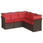 Preview: 5-tlg. Garten-Sofagarnitur mit Kissen Braun Poly Rattan