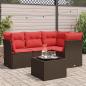 Preview: ARDEBO.de - 5-tlg. Garten-Sofagarnitur mit Kissen Braun Poly Rattan
