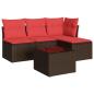 Preview: 5-tlg. Garten-Sofagarnitur mit Kissen Braun Poly Rattan